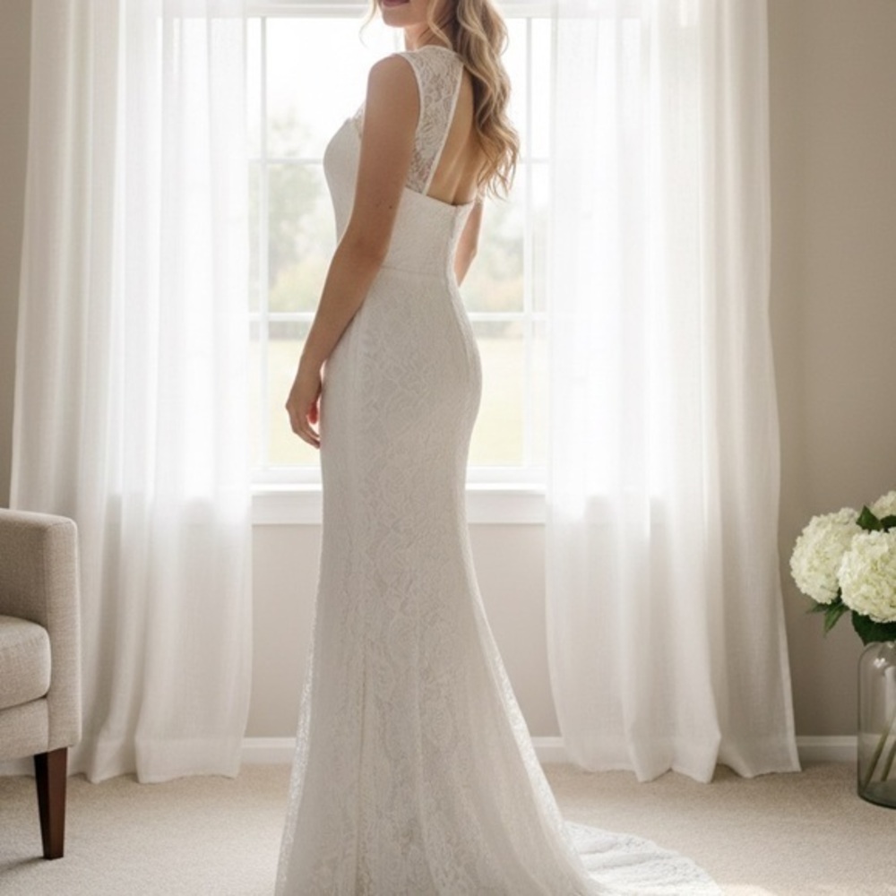 LULUS Rosetta White Lace Sweetheart Mermaid Maxi Dress NWT